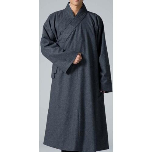 Unisex Winter warm high quality wool buddhist zen meditation lay clothing shaolin monk kung fu suits buddha robe gown