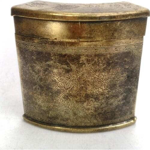 YIZHU CULTUER ART Collection Old China Bronze Carving Cricket Cigarette Barrel Boxes Decoration