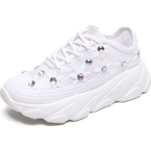 Women Sport Shoes Soft Sparkling Shoes Sneakers Woman Multicolor Platform Ladies Footwear Breathable Mesh
