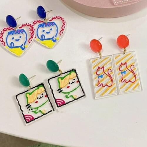 Korean Acrylic Earrings Women Geometric Earring Trendy Summer Earrings For Holiday Flower Geometric Design ear Jewelry