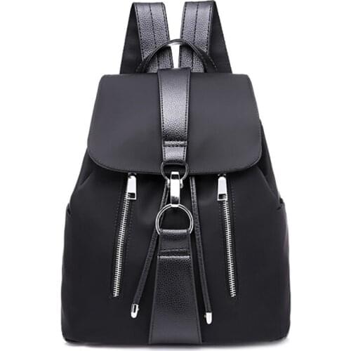Women Backpack School Bags For Teenager Girls Nylon Zipper Lock Design Black Femme Mochila Female Backpack Fashion Sac A Dos