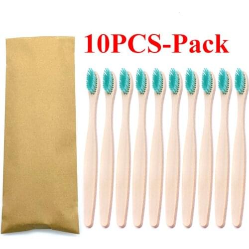 10Pcs Toothbrush Eco-Friendly Rainbow Bamboo Soft Fibre Toothbrush Biodegradable Teeth Brush Solid Bamboo Handle Toothbrush