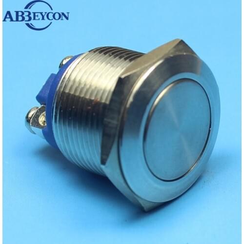 1965 1NO momentary 19mm metal button switch with flat head momentary switch