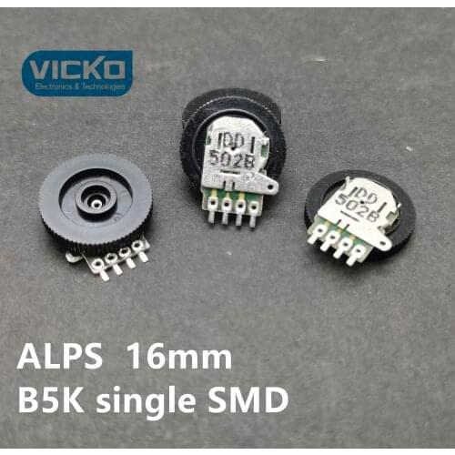 50pcs/lot ALPS B5Kx2 5pin dual DIP / B5K 4pin single SMD radio MP3/4 with wheel dial gear potentiometer 16*3mm