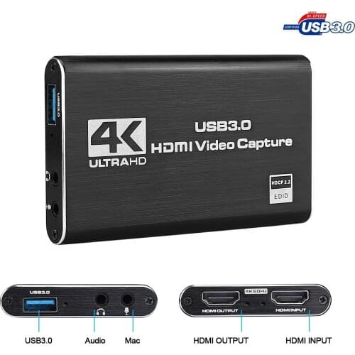 4K HDMI Game Capture Card USB3.0 1080P Reliable Portable Capture Card Device for Streaming Live Broadcasts Video Recording