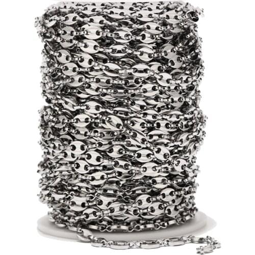 5MM width Chic Fashion Coffee Bean Chain Stainless Steel Daily Chain for jewelry craft making