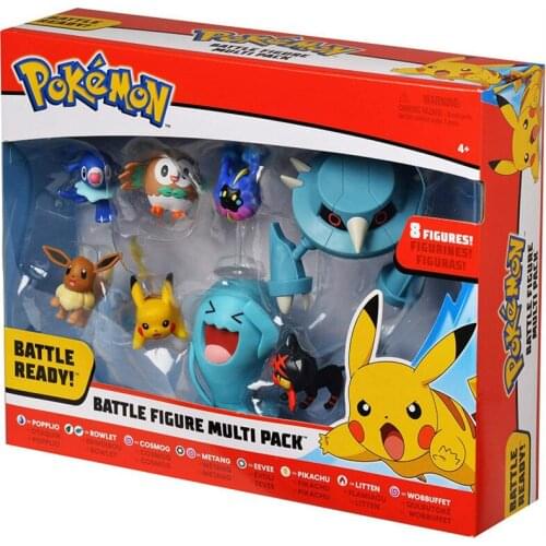8PCS Set New Pokémon Pokemon Pika Figure Doll Childrens Toy Model Decoration Cute Funny Color Box Gift