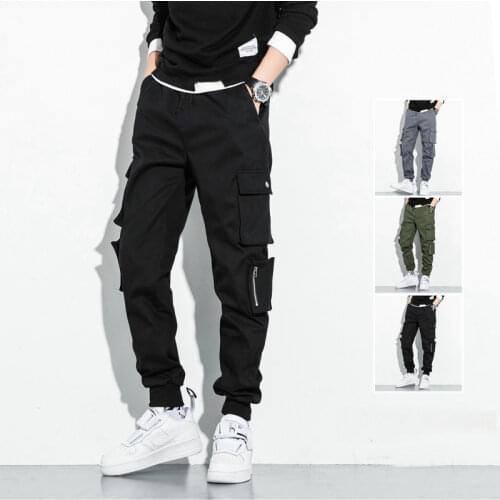 2021 Men Harem Pants Mens Cargo Pants Multiple Pockets Streetwear Hip Hop Casual Solid Color Chinese Size M-8XL