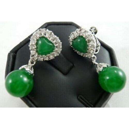 Fast SHIPPING Green Crystal Heart Screw Back Clip-On Earrings