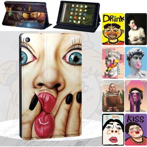 For Amazon Fire 7 5th 7th 9th/HD 8 6th 7th 8th 10th Gen/8 plus /HD 10(5th 7th 9th)/Printed PU Leather Stand Tablet Case Cover