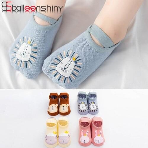Balleenshiny Childrens Floor Socks Summer Thin Cotton Anti-skid Bottom Anti-falling Cartoon Animals Baby Socks Indoor Kid Socks