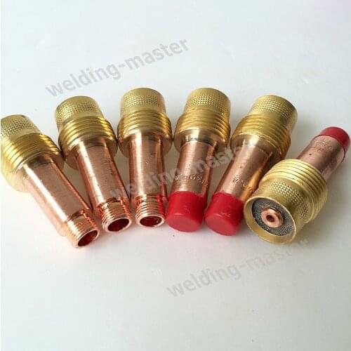 TIG Collet Bodies Large Diameter Gas Lens 45V27 1.6mm 2.4mm 3.6mm 6pcs for TIG Welding Torch WP 17 18 26 Series