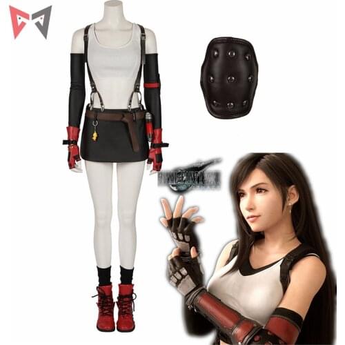 Final Fantasy Vii Remake Tifa Lockhart Cosplay Costume Halloween Adult Women Sexy vest leather skirt set Custom Made Suit