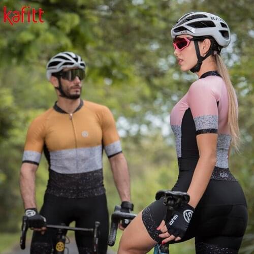 Kafitt Triathlon Womens Customized Short Sleeve Cycling Suit Leggings Jumpsuit Sweatshirt Breathable Cushion Cycling Suit Set