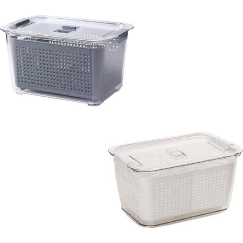 20X13.5X11.5cm Kitchen Storage Box Fresh-Keeping Box Refrigerator Fruit Vegetable Drain Crisper Kitchen Food Container