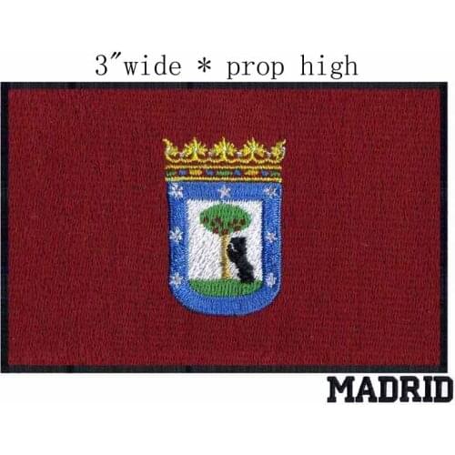 Madrid, Spain Flag 3.0" wide embroidery patch for flowers/badge/a small animal and tree