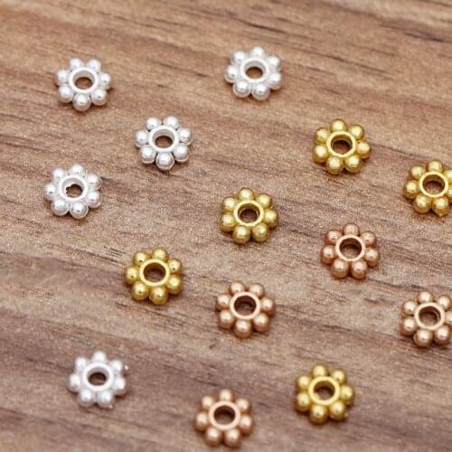 Mibrow 200pcs/lot 6mm Metal Flower Bead Caps Flower Filigree Loose Spacer Bead End Caps For DIY Jewelry Making