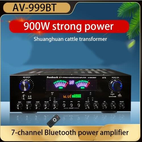 220V 900W High-power 7-channel Bluetooth Power Amplifier Amplifier Audio HIFI Home Conference KTV Power Amplifier Audio