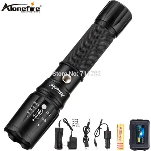 AloneFire X590 powerful led flashlight XML T6 led torch zoomable Rechargeable flashlight by 18650 battery