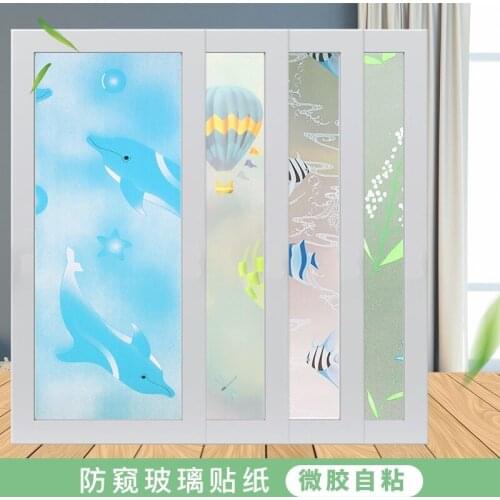 45cm Window Glass Stickers Posters Film flower tree bird Dandelion Dandelion Dolphin Maple Waterproof Bathroom Home Decoration