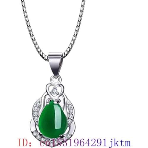 Jade Water droplet Pendant Gemstone 925 Silver Natural Fashion Chalcedony Chinese Amulet Crystal Charm Gifts Zircon Necklace