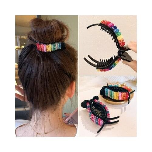 New Colorful Rainbow Hair Claws For Women Girls Hair Clip Sweet Headband Hair Style Make Hairpin Fashion Daily Hair Accessories