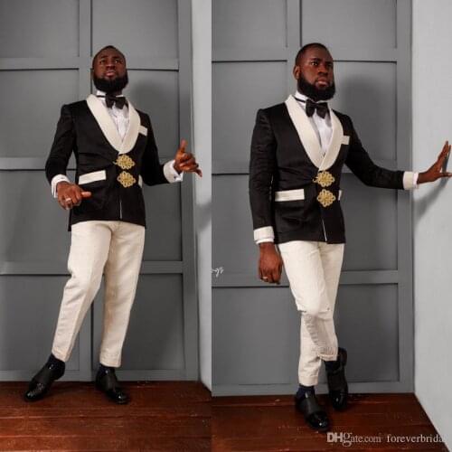 2019 New Design Slim Fit Shawl Lapel Men Double Breasted Suits For Wedding Groom Suit With Pants Best Man Prom Tuxedo Bridegroom