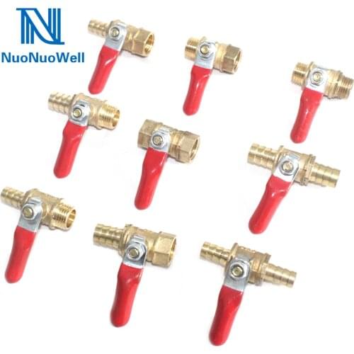 NuoNuoWell 1/4'' BSP Male/Female Thread Ball Valve Brass Connector Joint Pneumatic Valve Water Air Shut-Off Drain Controller