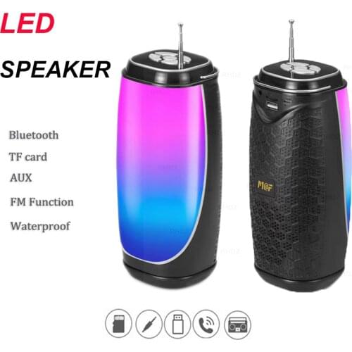 Portable Speakers Bluetooth Column Wireless Bluetooth soundbar Powerful High BoomBox Outdoor Bass HIFI TF FM Radio with LED Ligh