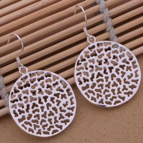 Silver plated earrings ,silver fashion jewelry earrings Floral disk /btsakkza dgealxla AE501