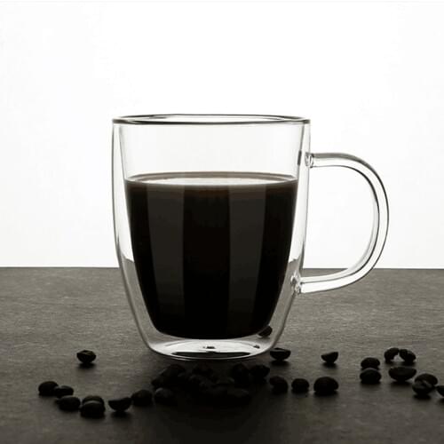 375/475ml Heat-resistant Mugs Handmade Healthy Coffee Mugs Double Wall Cups Glass Mugs Thermal Insulated Creative with Glass Lid