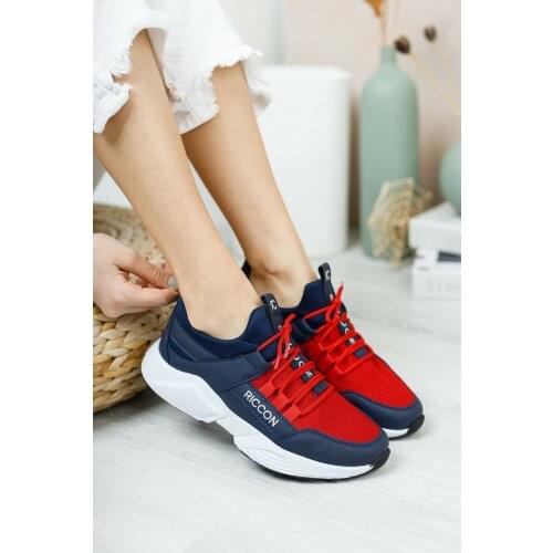 Unisex Lacivert Bağçıklı Sneaker Spor Ayakkabı Örgü Nefes Büyük Boy Yüksek Kaliteli Platformu Rahat Hafif Yumuşak Moda Çift