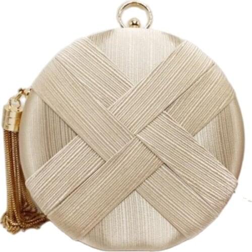 2020 high quality knot evening bags round shaped silk clutch wallets tassel banquet bags for ladies drop shipping MN1317