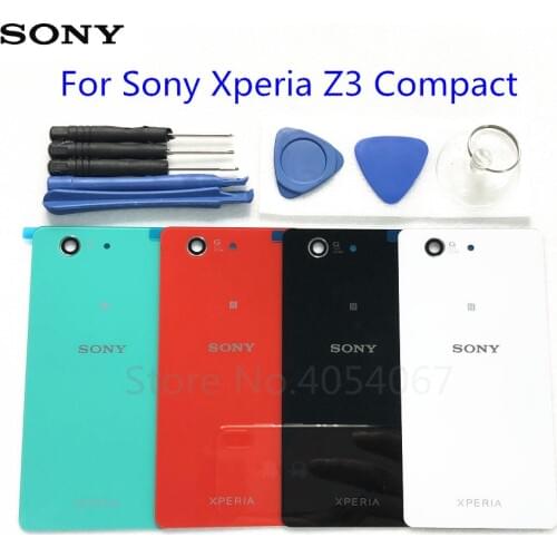 Z3 Mini Rear Glass Cover Back Housing For Sony Xperia Z3 Compact D5803 D5833 M55W Battery Door Lid Shell Case Replacement + Tool
