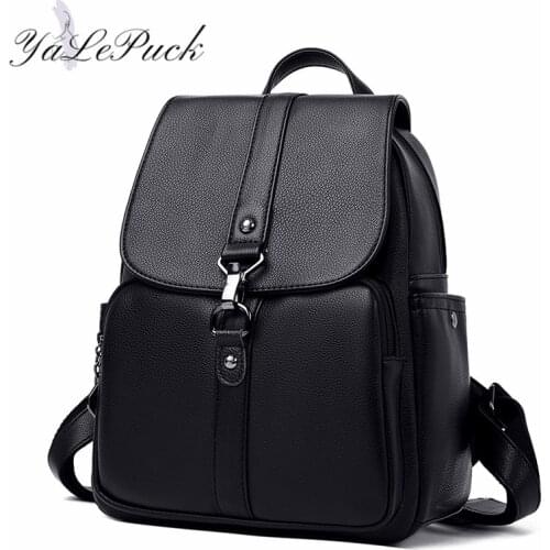 The New Women High Quality Leather Backpacks Female Shoulder Bag Sac A Dos Ladies Travel Bagpack Mochilas School Bags for Girls