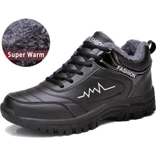 Winter Women Snow Boots Men Work Shoes Plush Keep Warm Sneaker Man Outdoor Waterproof Ankle Snow Boots Casual Shoes Leather Boot