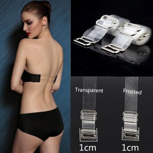 1Pairs Transparent Clear Shoulder Bra Strap Metal Buckle Adjustable Shoulder Strap Invisible Underwear Accessories