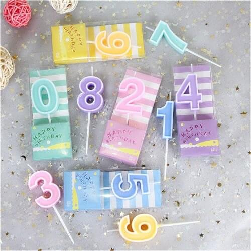 1Pcs Random Candy Color Digital Candles Birthday Cake Decoration Candle Kids Birthday Candles Party Festival Baking Cake Candle