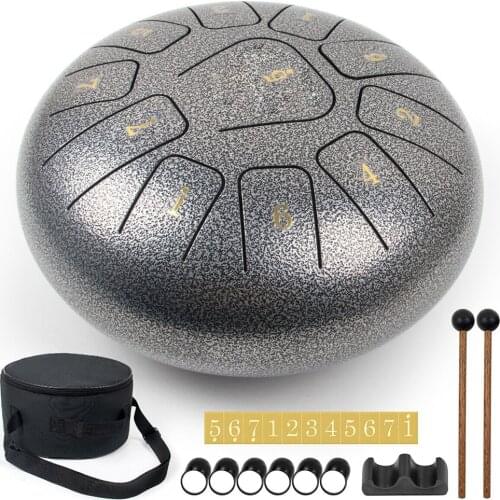 10 inch Steel Tongue Drum 11 Notes Percussion Instrument Handheld Tank Tang Hang Drum Percussion Instrument Meditation Music