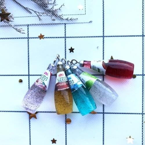 10pcs Kawaii resin Fashion Soda bottles Charms for DIY decoration neckalce earring key chain Jewelry Making