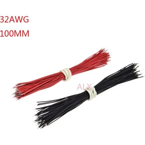 100PCS 32AWG 100MM LONG Tin-Plated Breadboard Jumper Cable Flexible Two Ends PVC Electronic conductor Wire FOR PCB