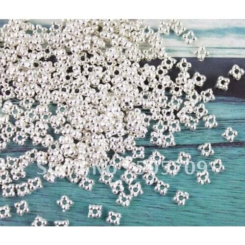 1200 PCS Silver Color plate daisy spacer beads 3.5mm A1400SP