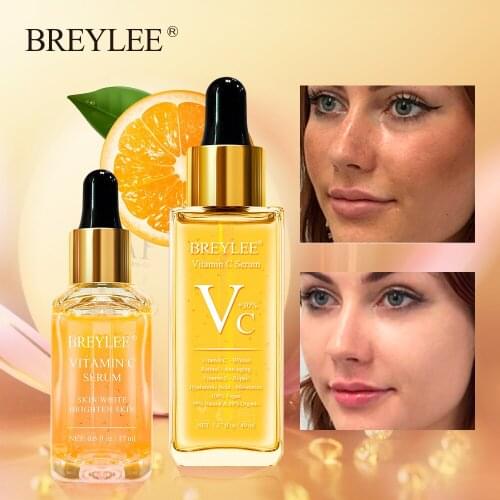 BREYLEE Vitamin C Essence Whitening Serum Face Skin Care Repair Hyaluronic Acid Moisturizing Wrinkle Freckle Spots Removal 2 PCS