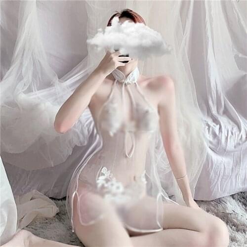 2020 Sexy Erotic Women Costumes Cheongsam Sexy Cosplay Costume Lingerie Perspective Transparent Sleepwear Temptation Porno Mesh