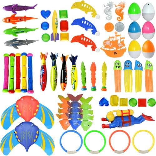 22Pcs/set Children Summer Swimming Diving Toys Torpedos Octopus Diving Fish Ring Pool Play Water Games Children Training Toy