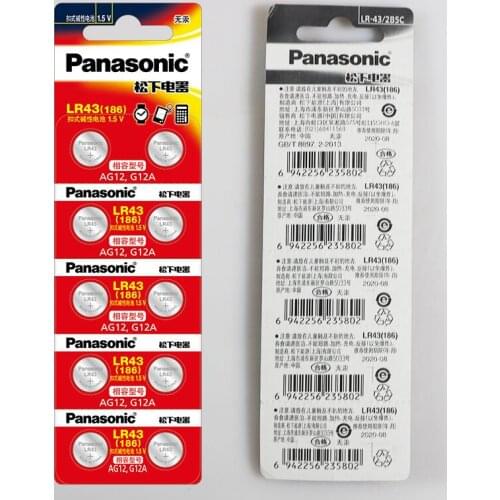 30PCS/LOT Panasonic AG12 LR43 186 0%Hg for Watches Toys 1.5V Button Coin Cell Alkaline Battery Batteries For calculator 0%Hg