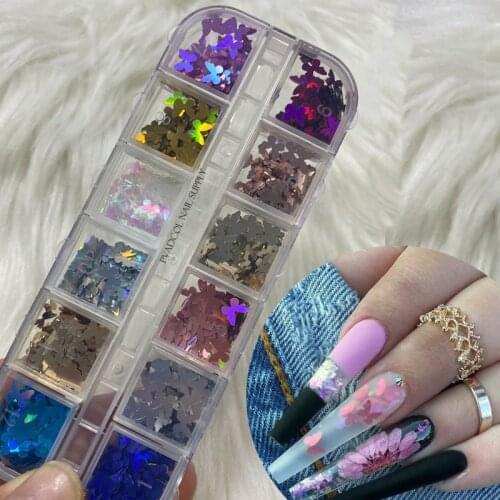 3D Nail Art Decorations Butterfly Shape Glitter Nails Flakes Sequins Decoration Manicure Tool