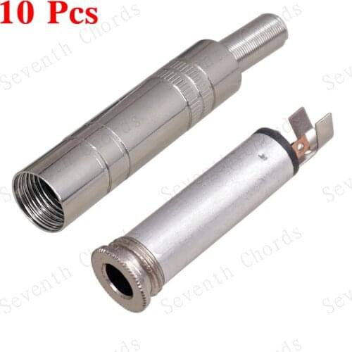 10 Pcs Microphone Effector Amplifier Speaker Bass Guitar Audio Cable Female Jack Socket - 6.35 mm 1/4 inch