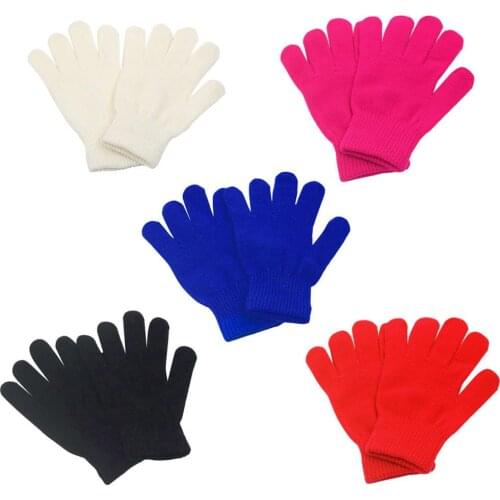 Children Boys Warm Gloves Kids Stretch Full Fingers Knitted acrylic Soft Mittens Unisex Elastic wrist Gloves for Boys Girls