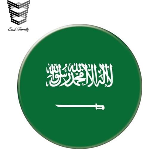 EARLFAMILY 13cm x 13cm Auto Moto Bike Suitcase Laptop Flag Round Saudi Arabia Reflective Car Sticker Waterproof 3D Car Styling